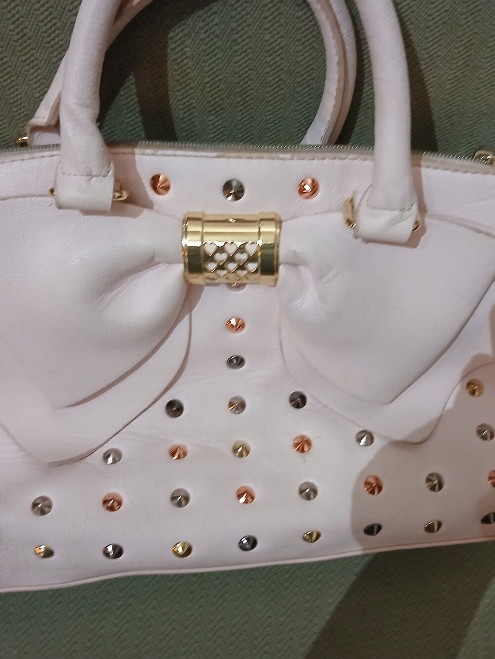 Betsy Johnson Pink Big Bow Accent Studded Satchel